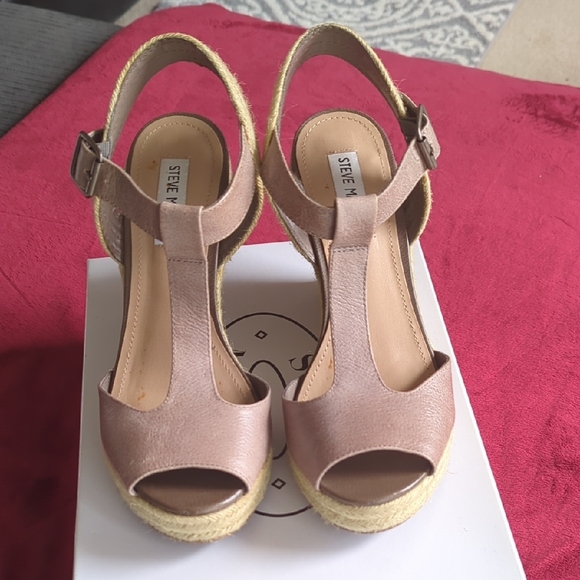 Steve Madden Shoes - Steve Madden Tan Wedge Sandals with Ankle Strap